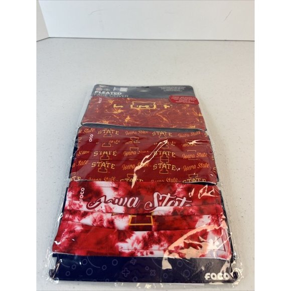 Iowa State NCAA Football Foco Pack 3pk Pleated Face Covering Mask - Picture 1 of 5